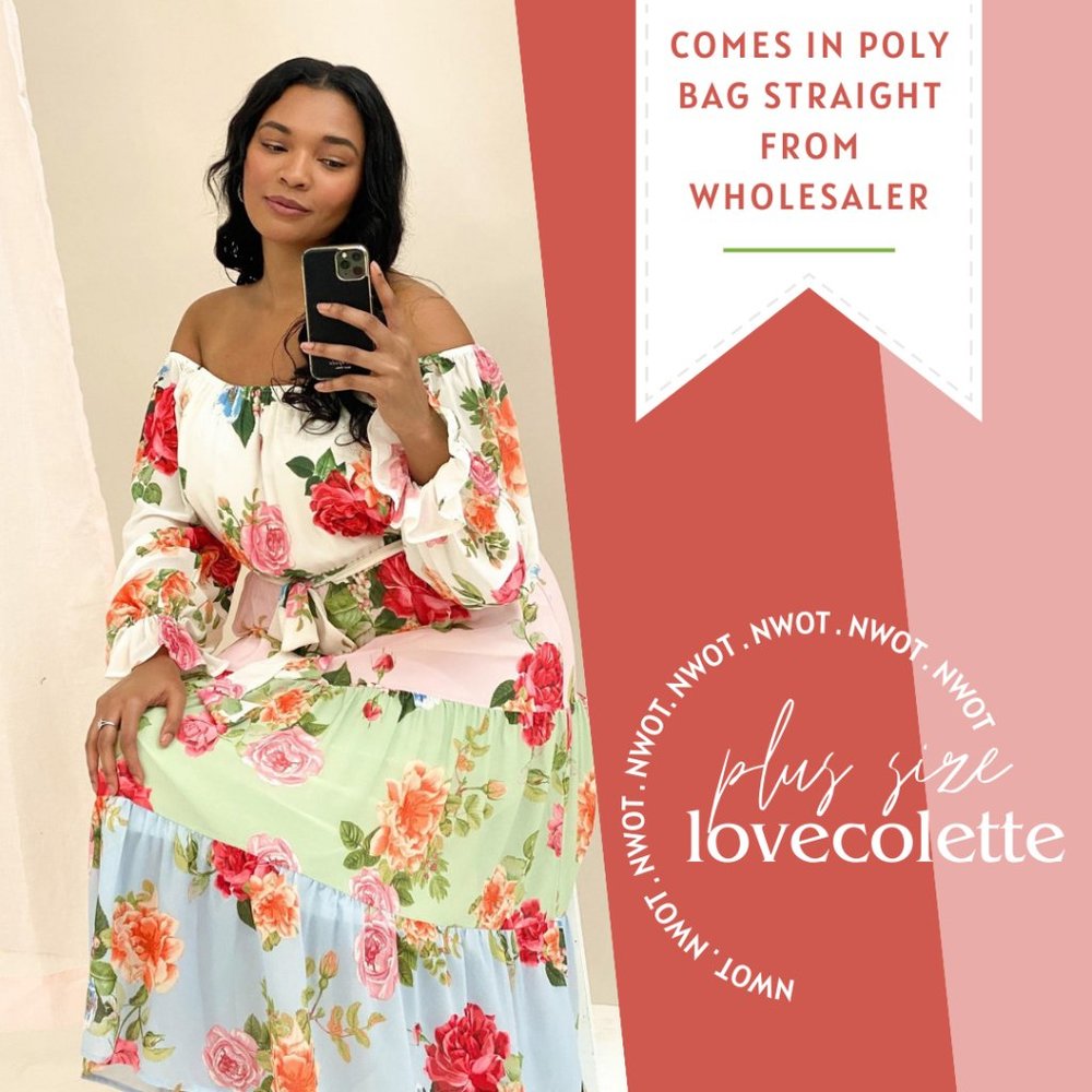 Lovecollete Plus Sized Floral Printed Midi Dress
